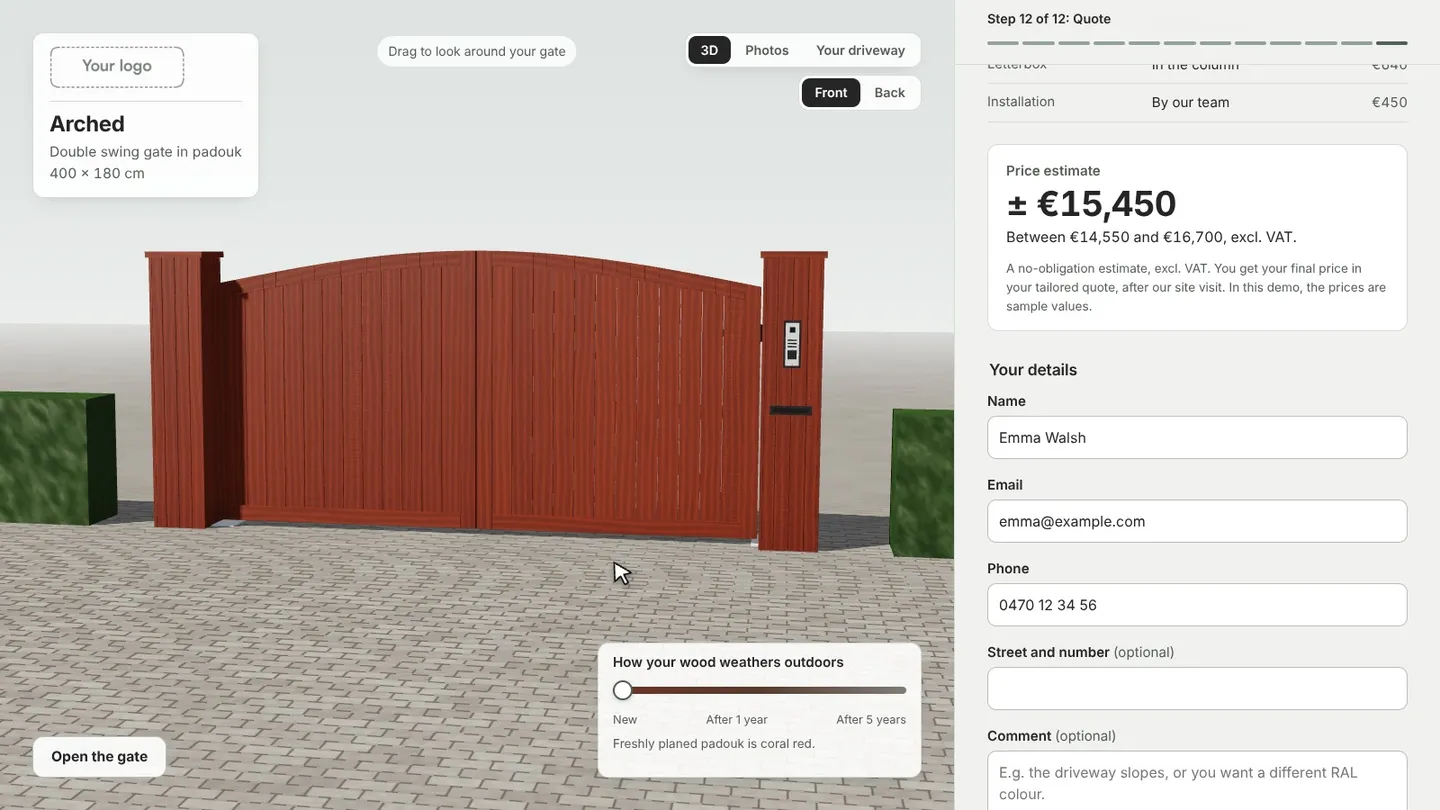 The summary with a price estimate