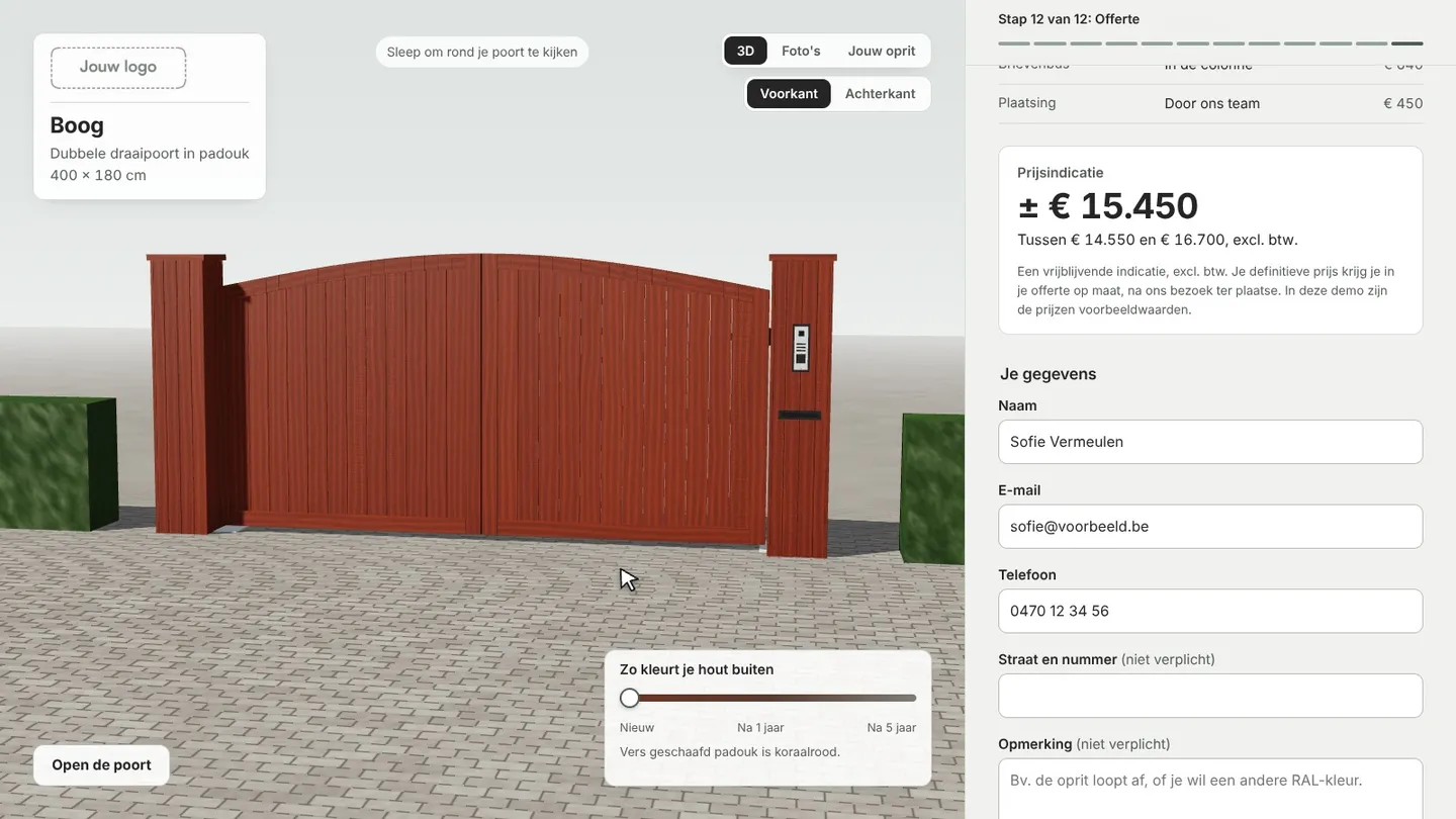 Het overzicht met een prijsindicatie